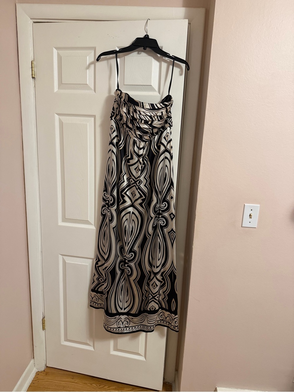 White House Black Market Silk Geometric Print Maxi Dress Size 6